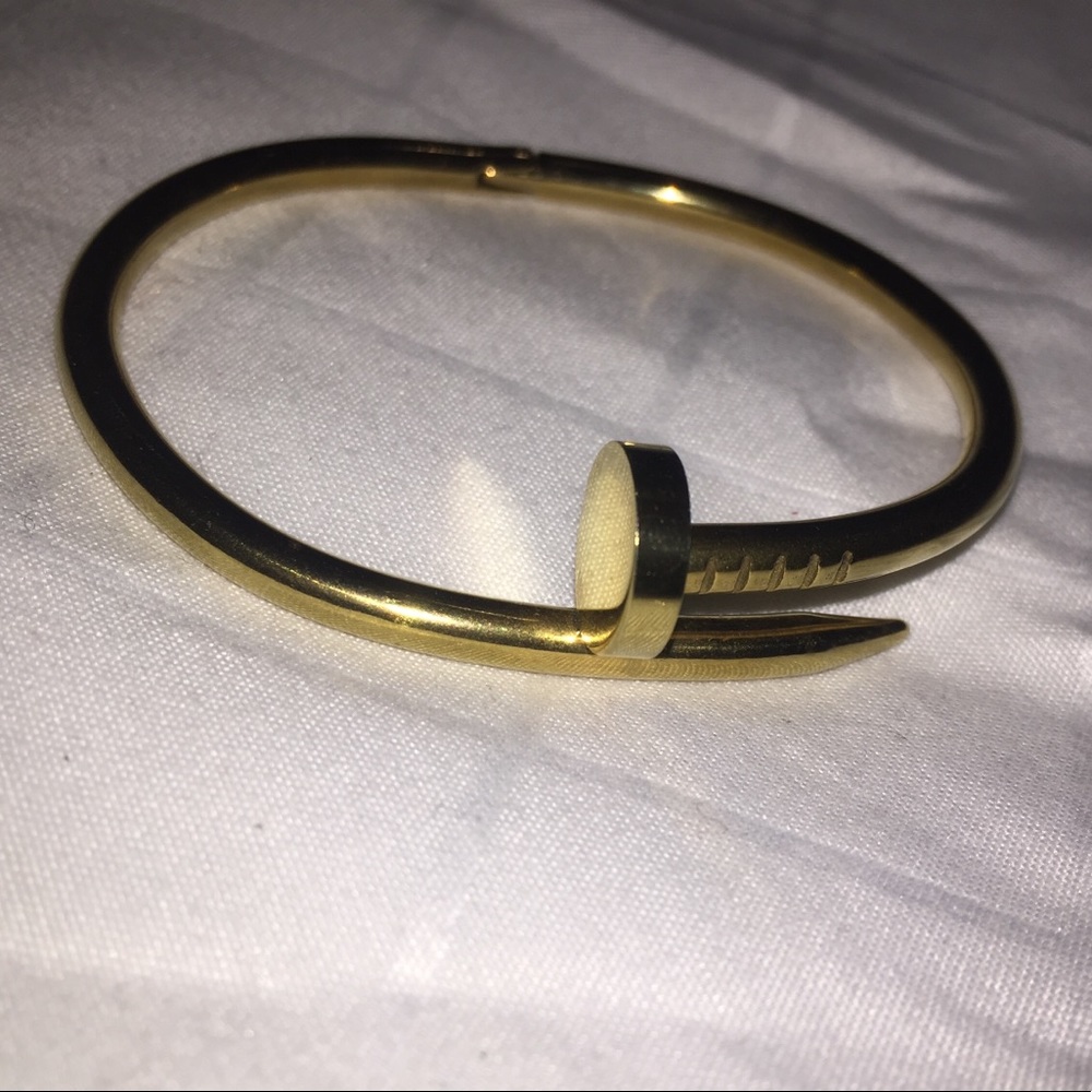 Gold Nail Cuff Bangle Bracelet 18cm